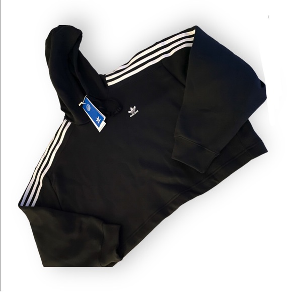 ADIDAS NWT Black Crop Hoodie Medium - Picture 8 of 9